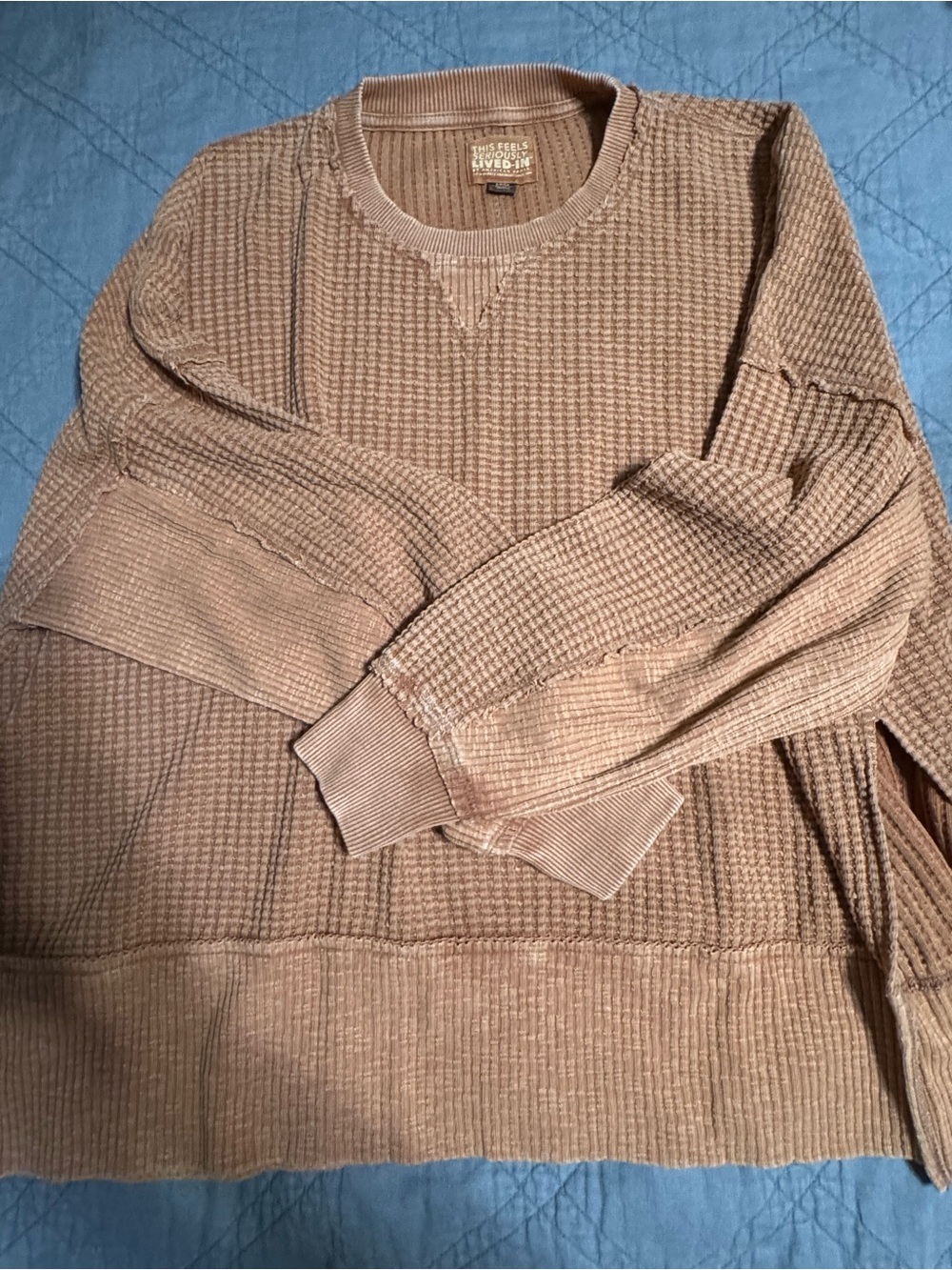 Oversized Women’s Fall Orange Crewneck Waffle Sweater